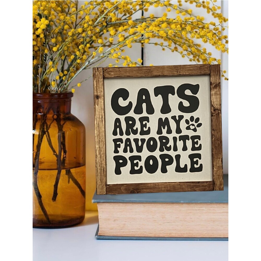 Handcrafted Handmade Cats are my favorite people 9X9 Rustic sign NEW